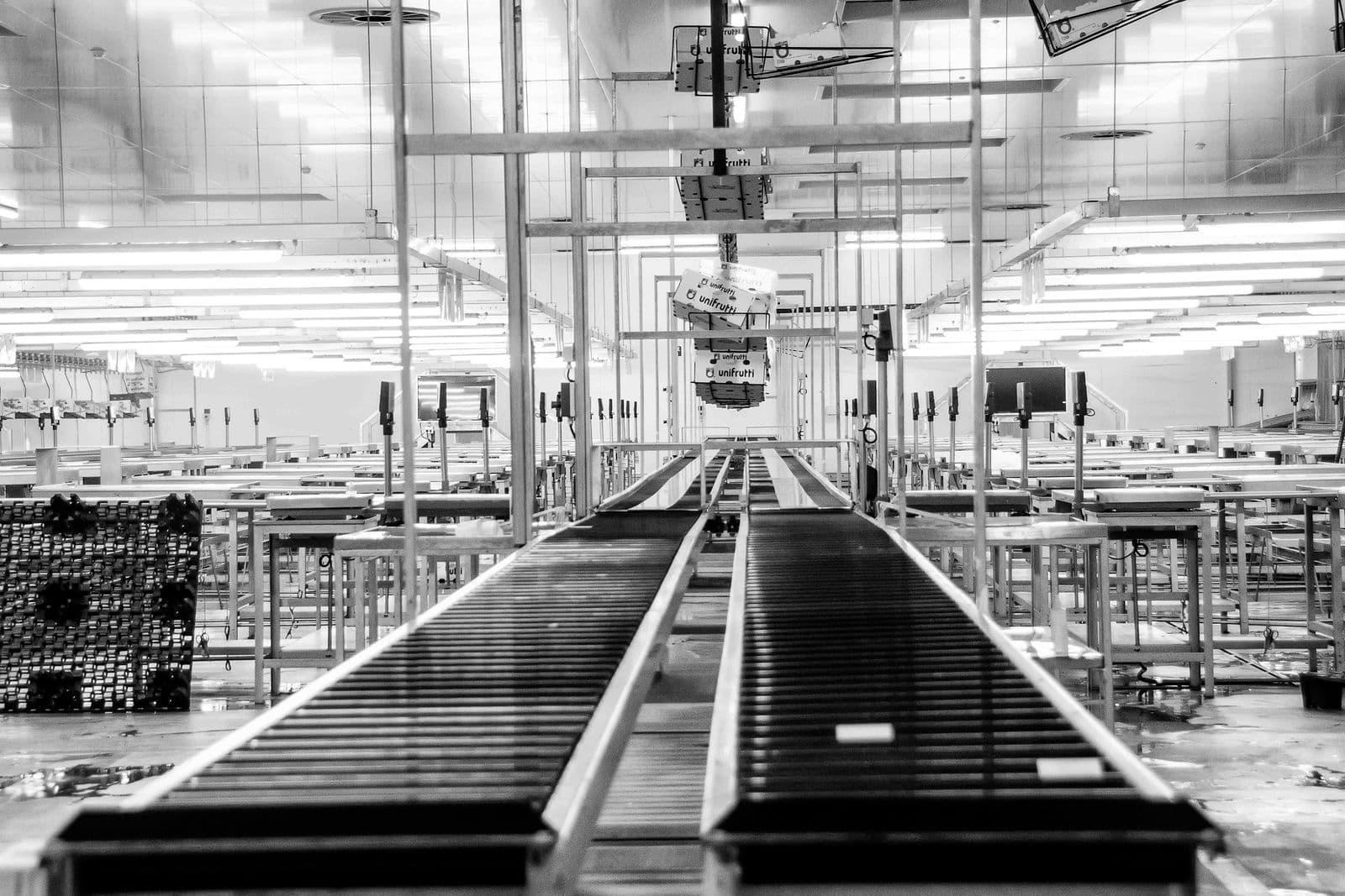 Automated production line inside a manufacturing facility